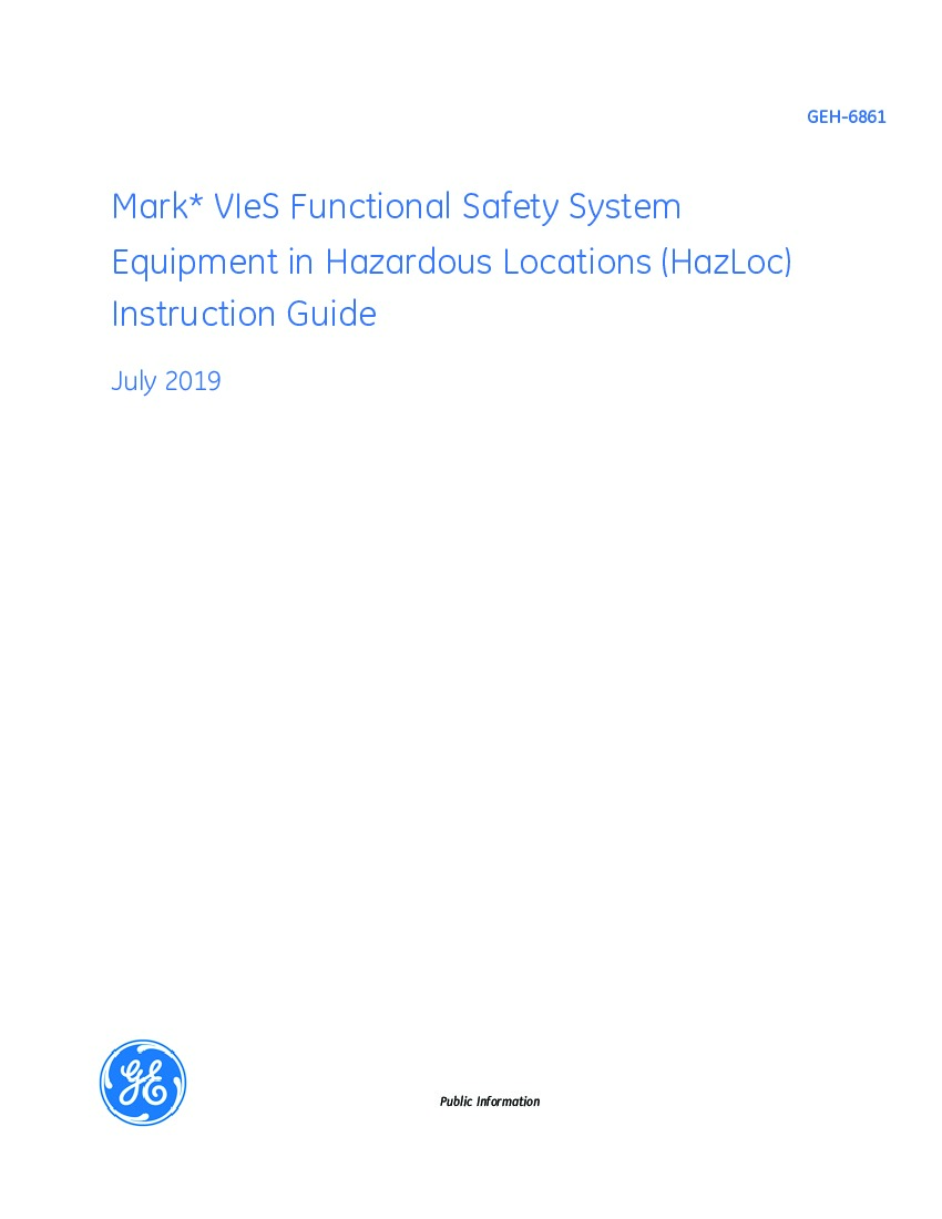 First Page Image of GEH-6861 Mark VIeS Functional Safety System Equipment in HazLoc IS420ESWBH2A.pdf